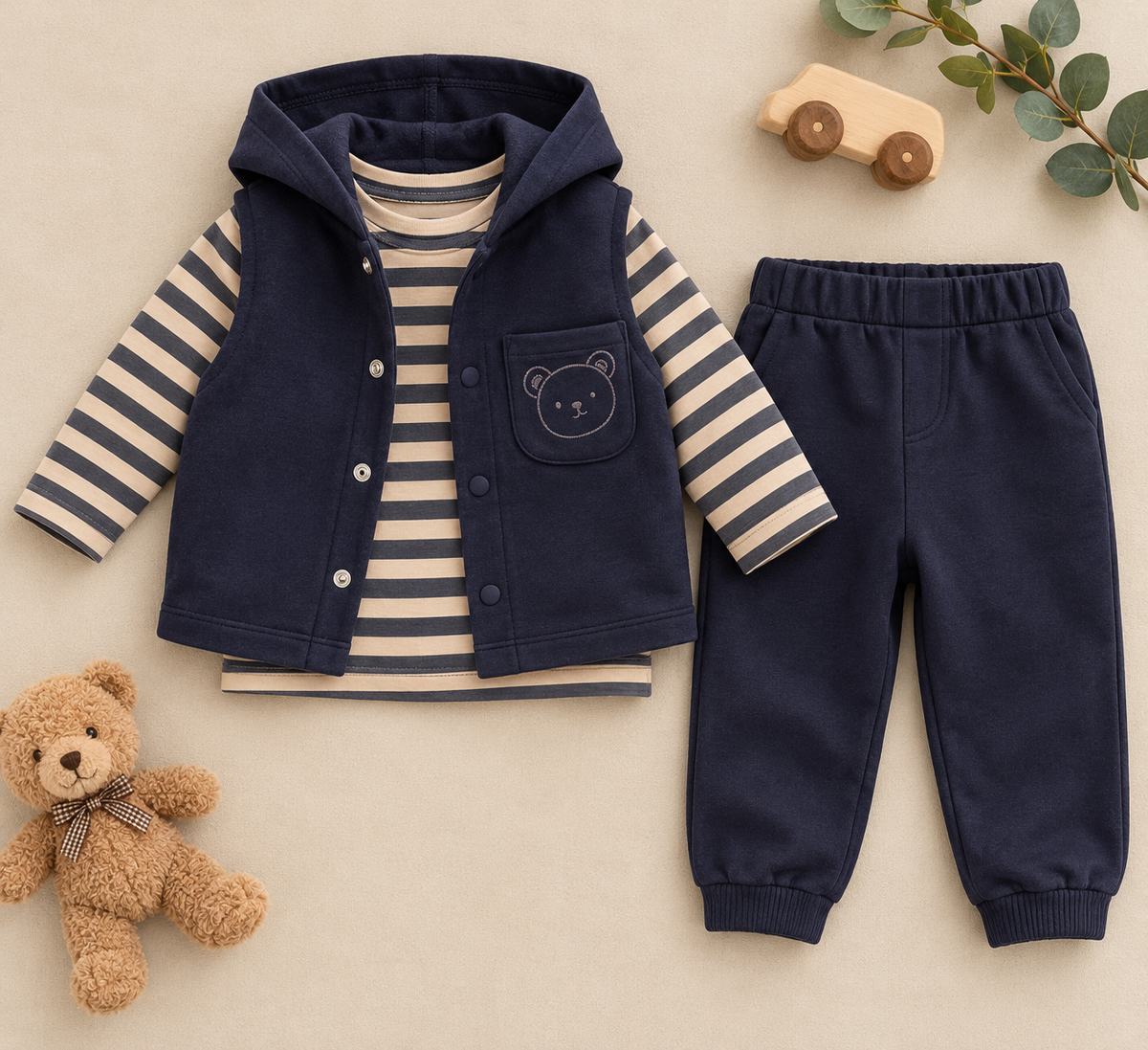 Bear 3 PCs Cotton Set - 3-18M