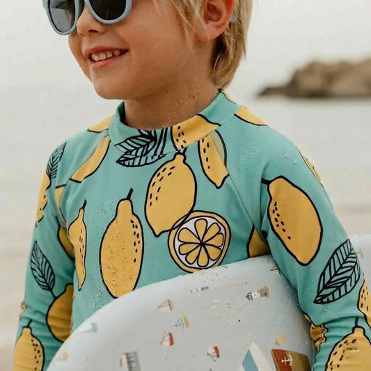 Mediterranean Lemon Long Sleave Swimsuit - 6M-4Y