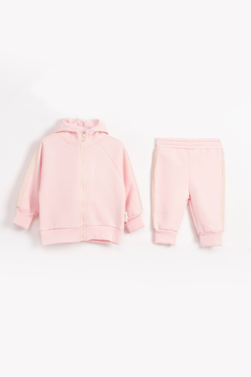 Fleeced Hoodie and Jogger Set - Pink/Blue/Purple - 3-24M