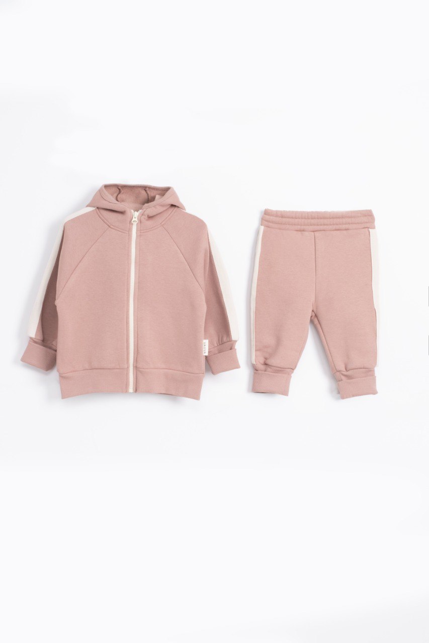 Fleeced Hoodie and Jogger Set - Pink/Blue/Purple - 3-24M