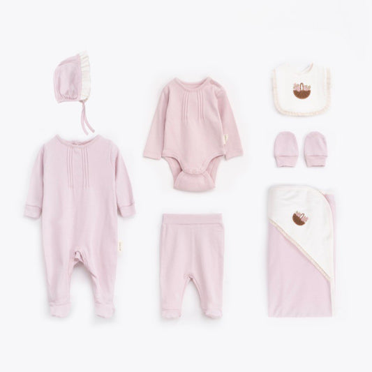 Newborn/Hospital Set - Basket of Blossoms - 7 PCS - Light Purple