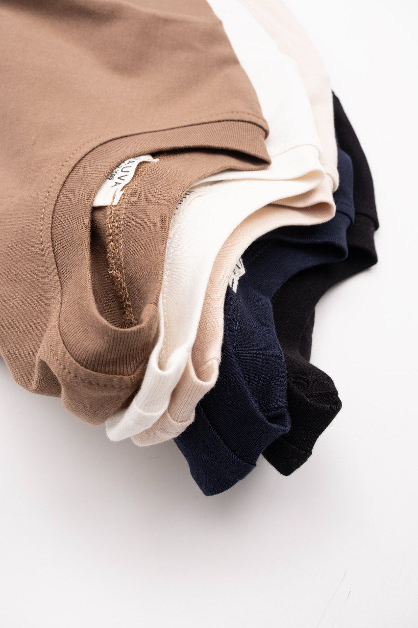 Round Neck Shirt - Off-White/Black/Brown/Navy - 1-6Y