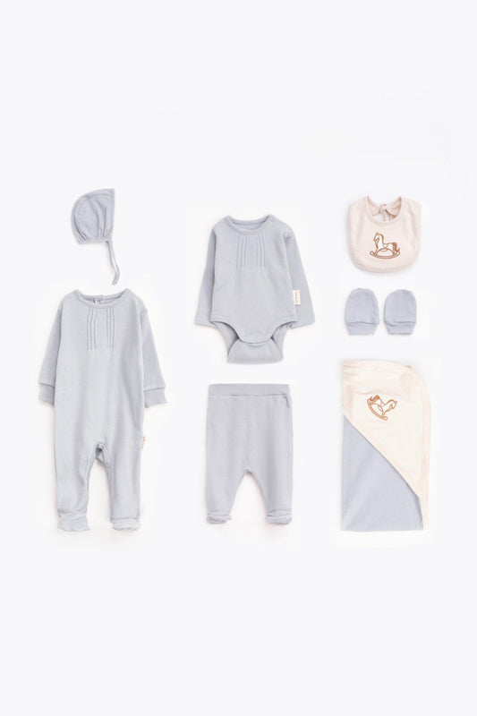 Newborn/Hospital Set - Pony - 7 PCS - Calm Blue