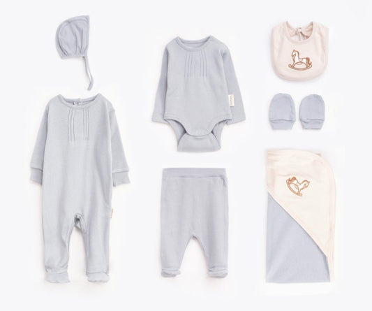 Newborn/Hospital Set - Pony - 7 PCS - Calm Blue