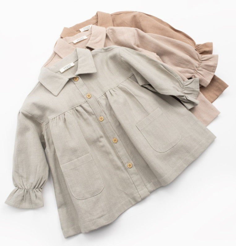 Autumn Breeze Dress - Green Pastel/Beige/Brown - 9M-4Y