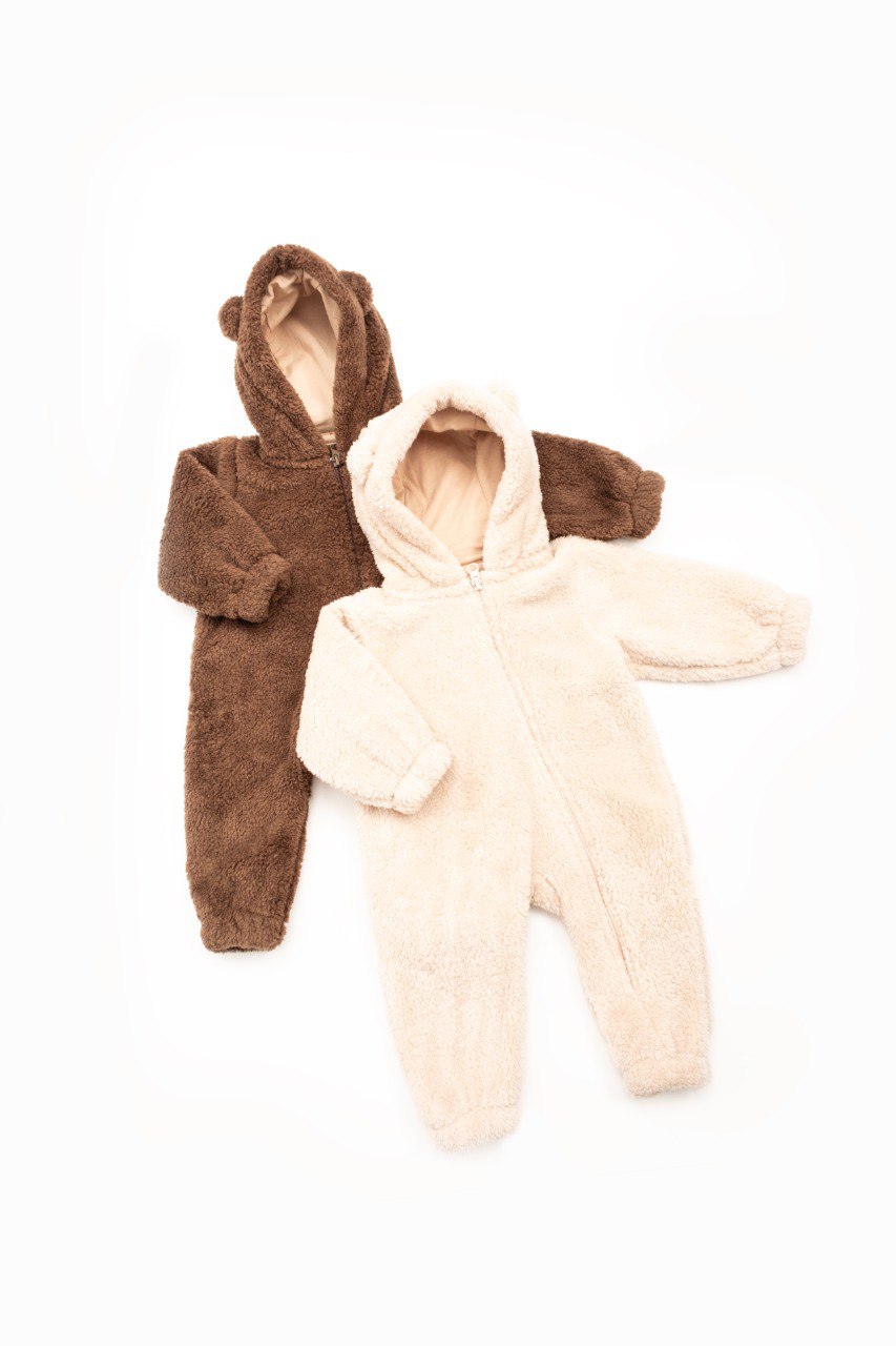 Baby Bear Romper - Beige/Brown - 3-24M