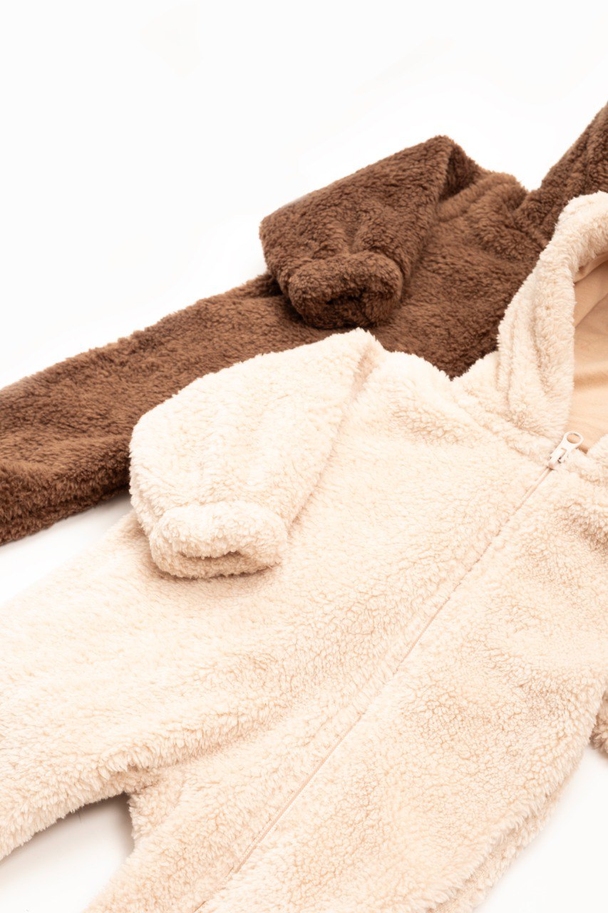 Baby Bear Romper - Beige/Brown - 3-24M