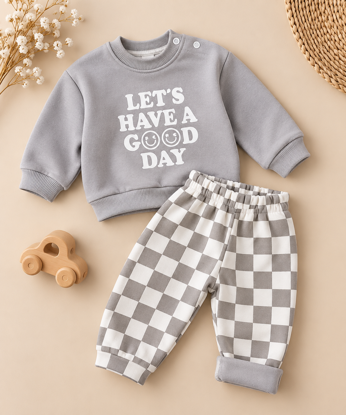 Good Day Grey Fleeced Set - 6M-2Y