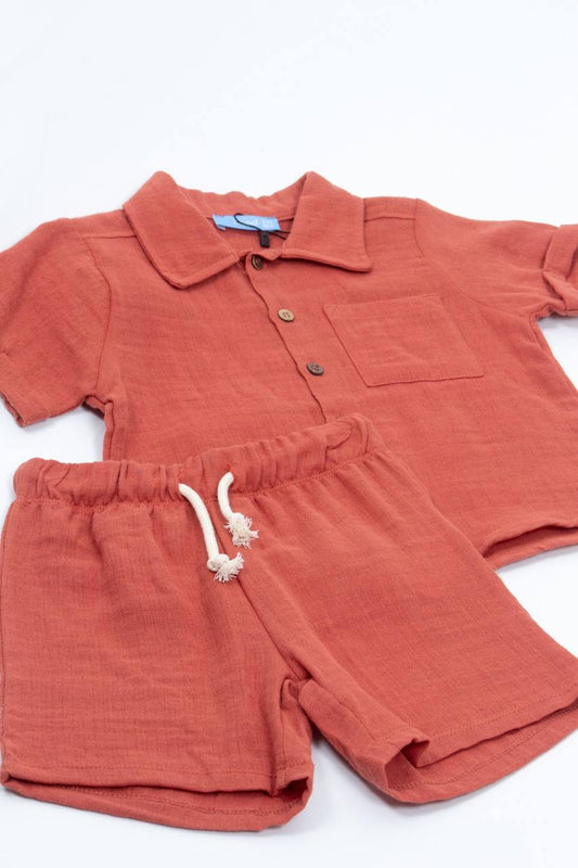 Muslin Shorts & Shirt Set - 2-7Y