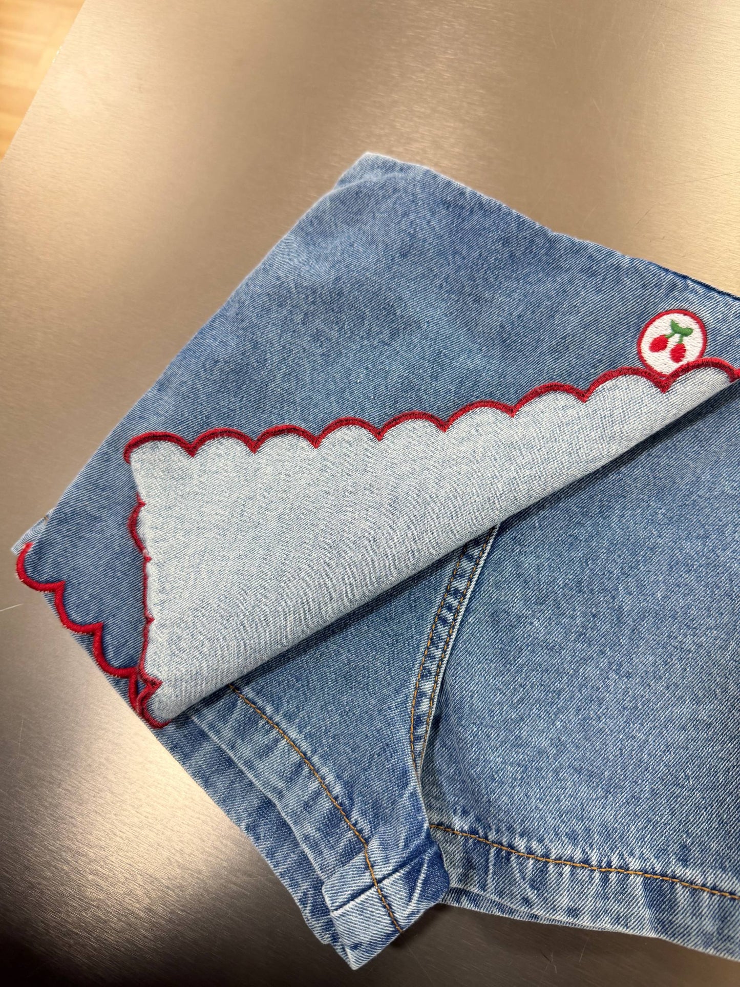 Denim Skort - Cherry - 2-7Y