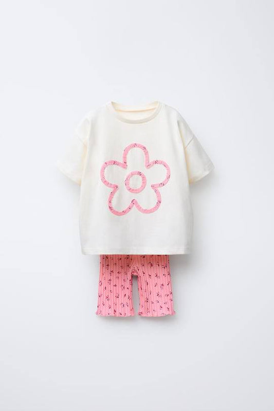 Little Flower - Short Legging & Tshirt Set - 2-8Y