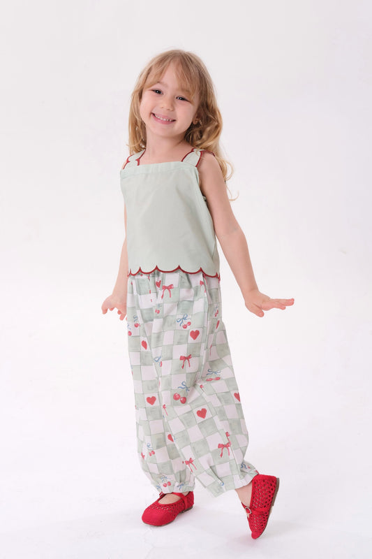 Balloon Pants & Top Set - Blue/Green/Pink - 2-8Y