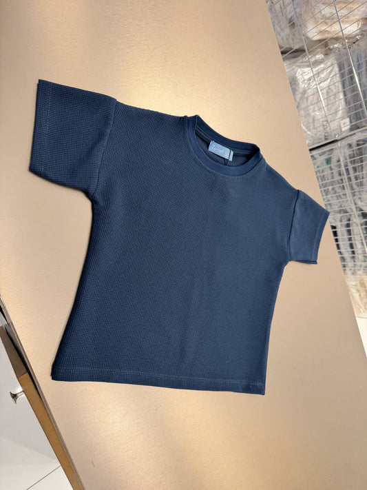 Waffle Tshirt - NAVY - 2-7Y