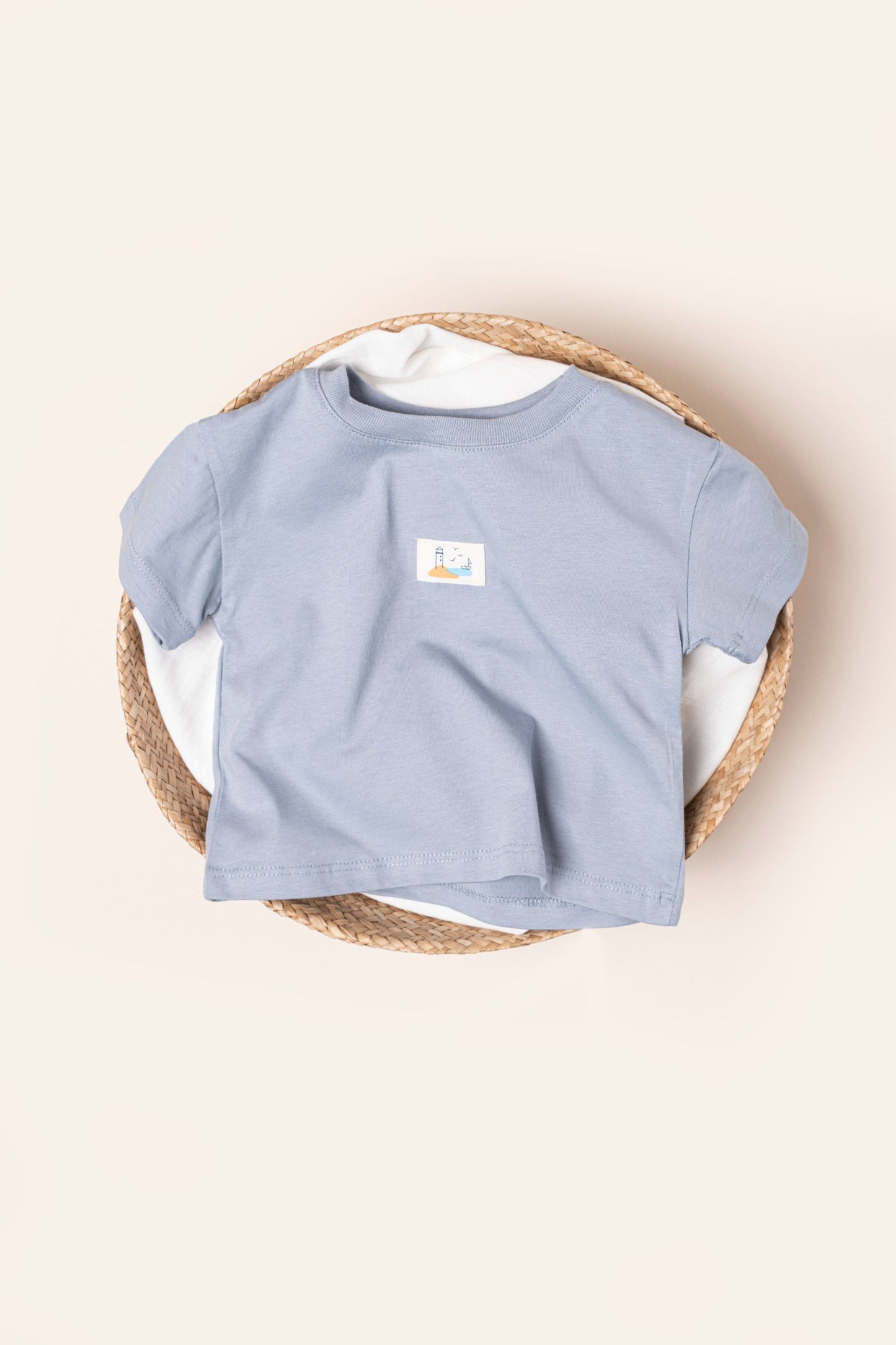 Cotton Tshirt - Sage Green/Baby Blue - 9M-4Y