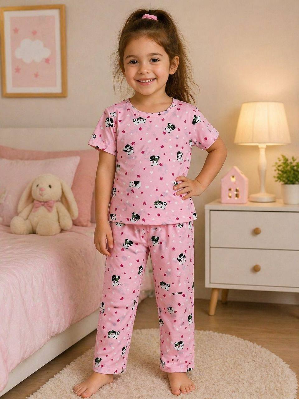 Pink Pyjamas with Pandas - 4-8Y