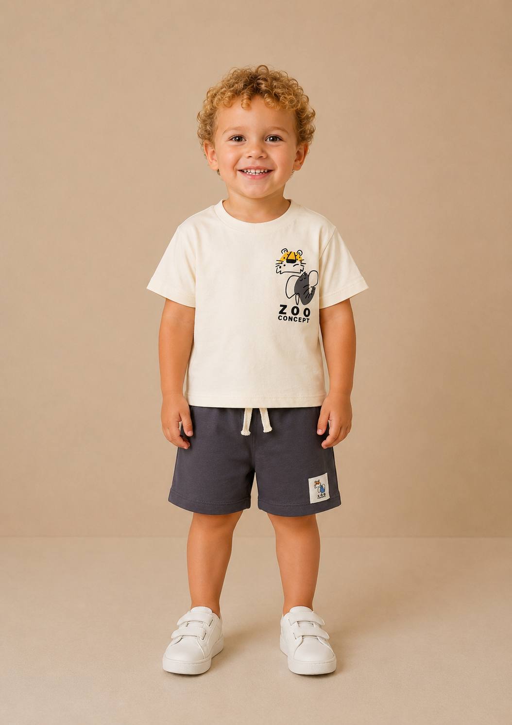 Zoo Concept Cotton Shorts & Tshirt Set - Blue/Navy - 1-5Y