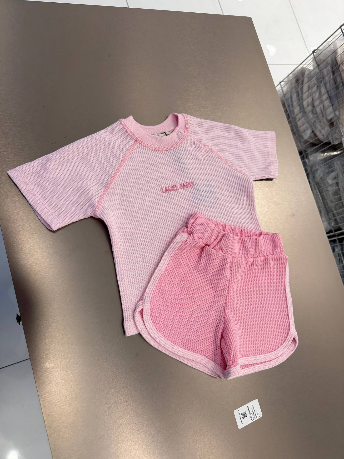 WAFFLE PINK Shorts & Tshirt Set - 6M-3Y