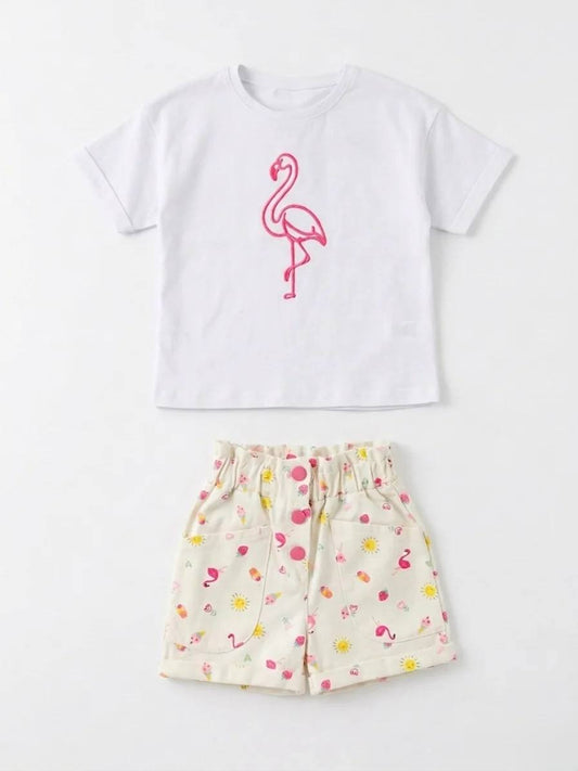 SWAN Denim Shorts & Tshirt Set - 2-7Y