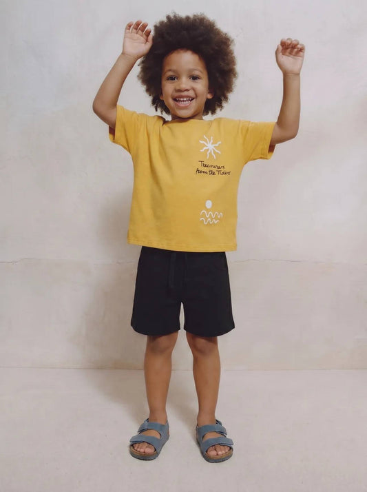 Seashells Shorts & Tshirt Set - Yellow - 2-7Y
