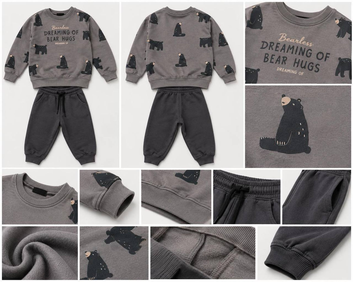 Bear Hugs Pants & Sweater Set - Navy/Grey - 3-10Y