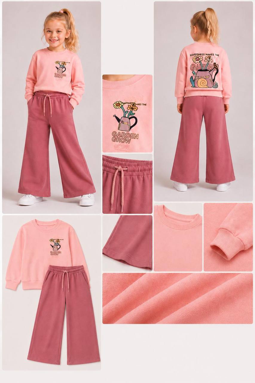 Garden Grow Pants & Sweater Set - Pink/Green - 3-10Y
