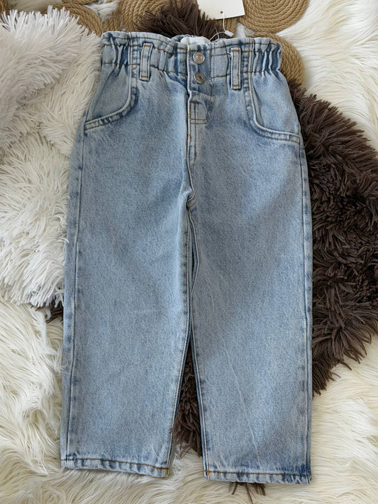 Light Blue Denim Pants with Heart Pockets - 18M-6Y