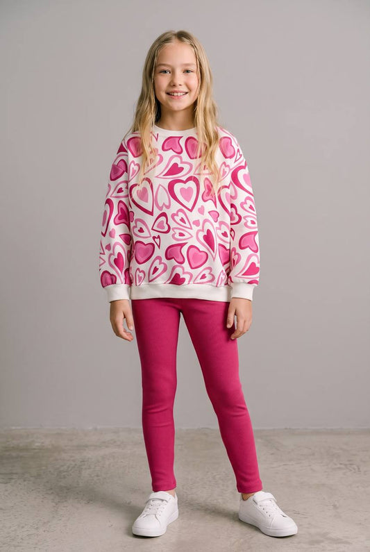 Heartless Legging & Sweater Set - Pink - 3-10Y