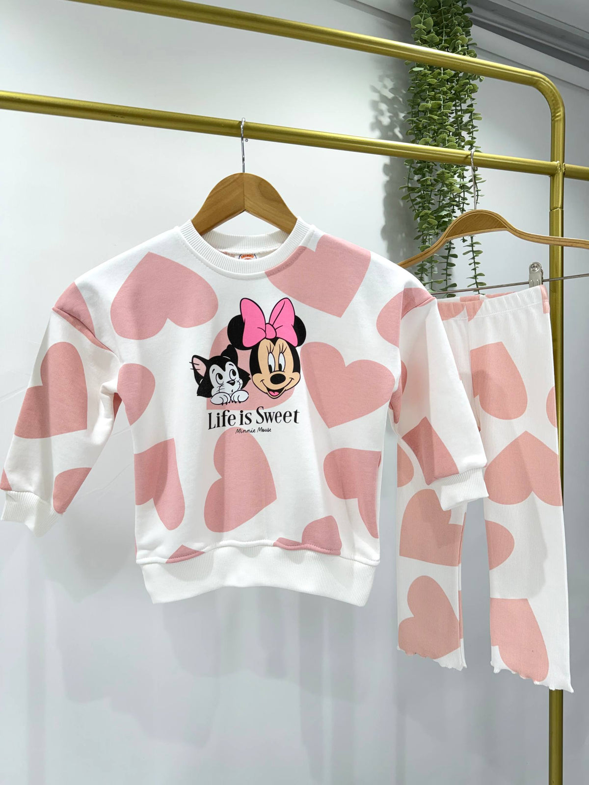 Heartful Minnie Mouse Legging & Sweater Set - 2-8Y