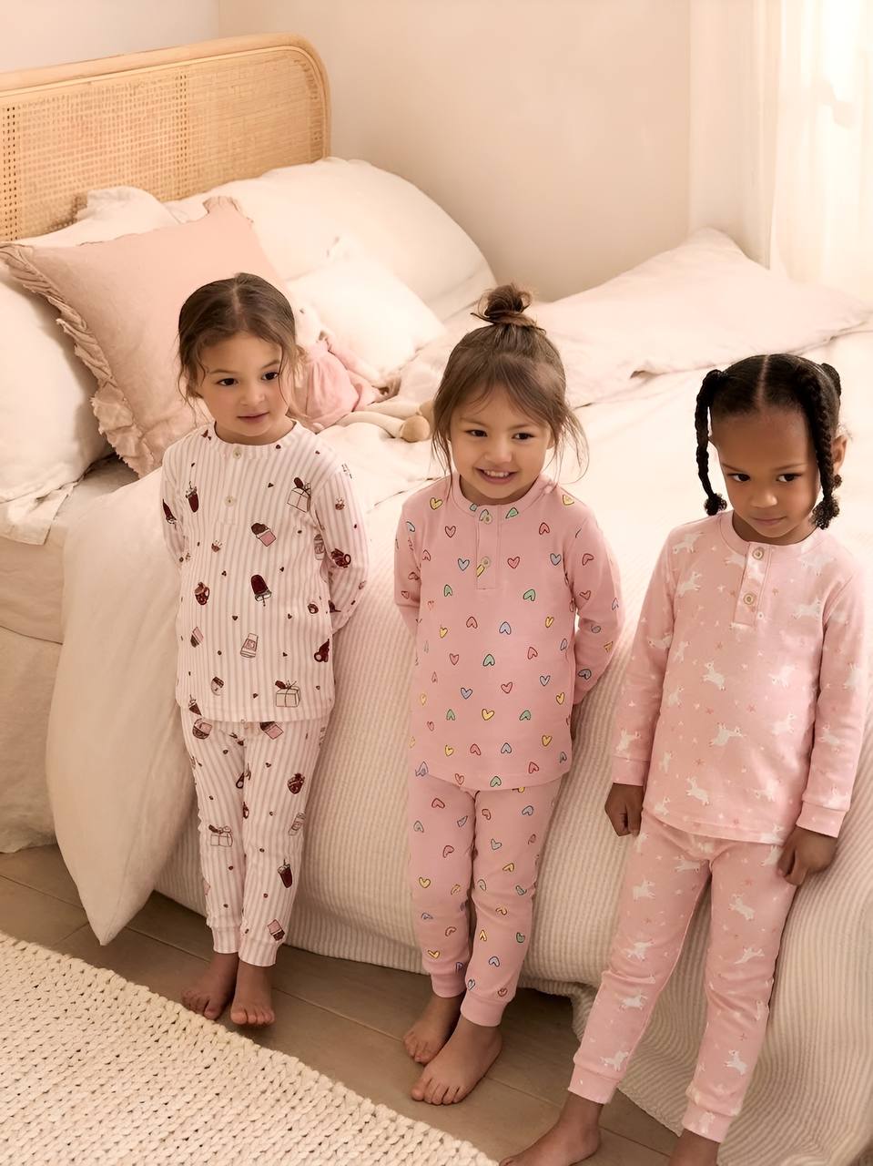 Ice Cream/Hearts/Unicorn Girl Cotton Pyjamas - 1-9Y