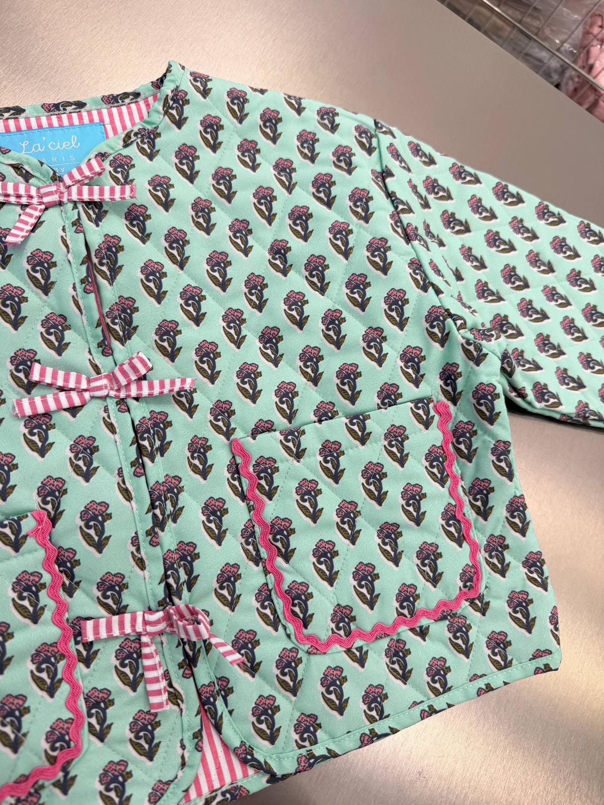 Floral Pattern Quilted Jacket - 2-7Y