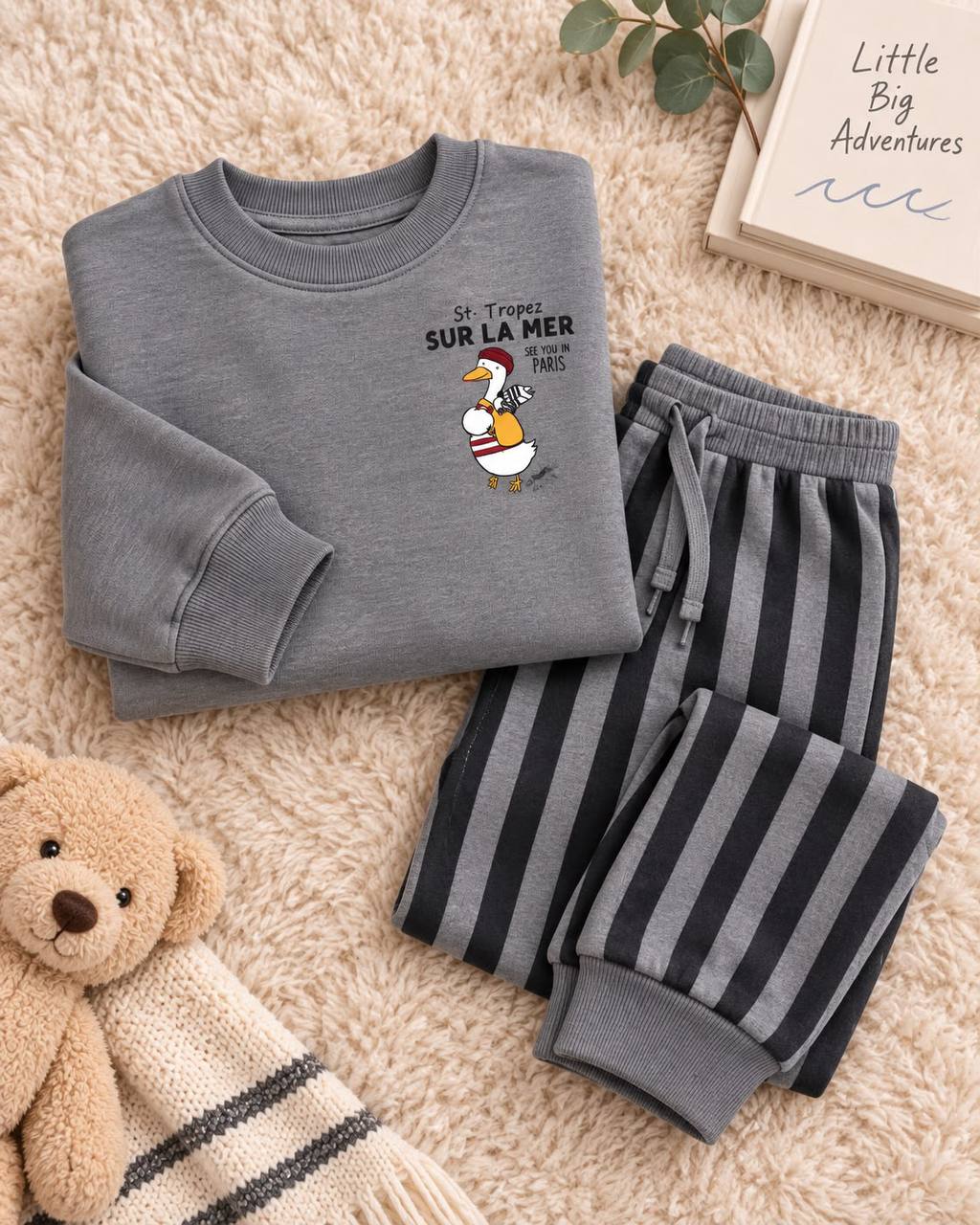 See You in Paris Grey Set - 2-8Y