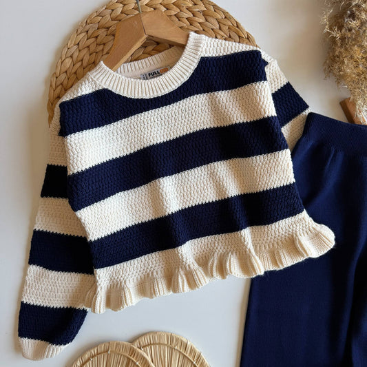 Knitwear Navy Striped Set - 3-10Y
