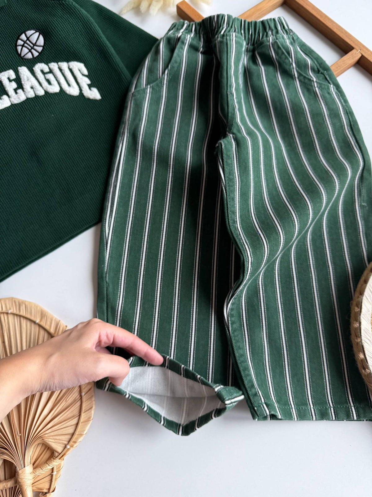 TEAM LEAGUE Knitwear & Denim Striped Set - 3-10Y