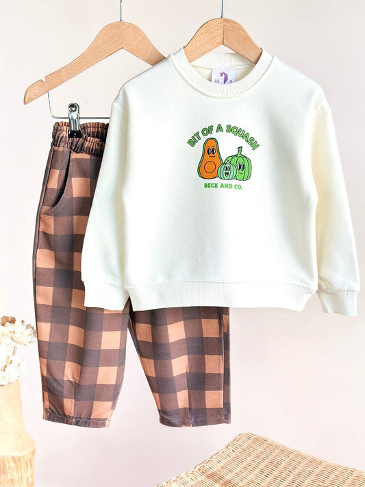 SQUASH Checkered Brown Set - 2-8Y