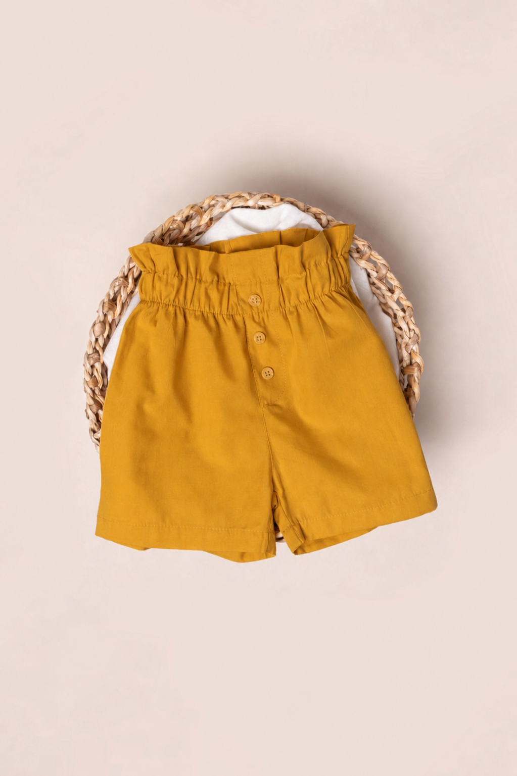 High Waist Shorts - Yellow Mustard - 9M-4Y