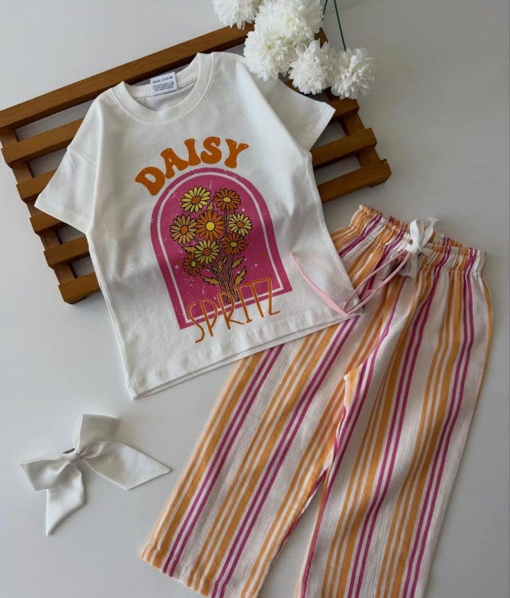 DAISY Muslin Pants & Tshirt Set - 2-8Y