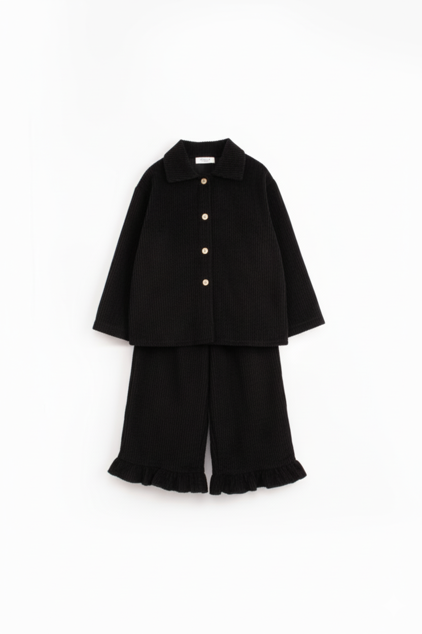 Vintage Ruffle Set - Black - 1-6Y