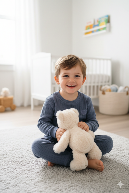 Bear Pajamas - White/Blue/Beige - 1-6Y