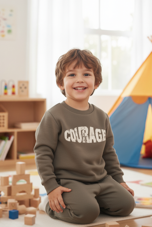 Courage Fleeced Set - Olive Green/Black - 1-6Y