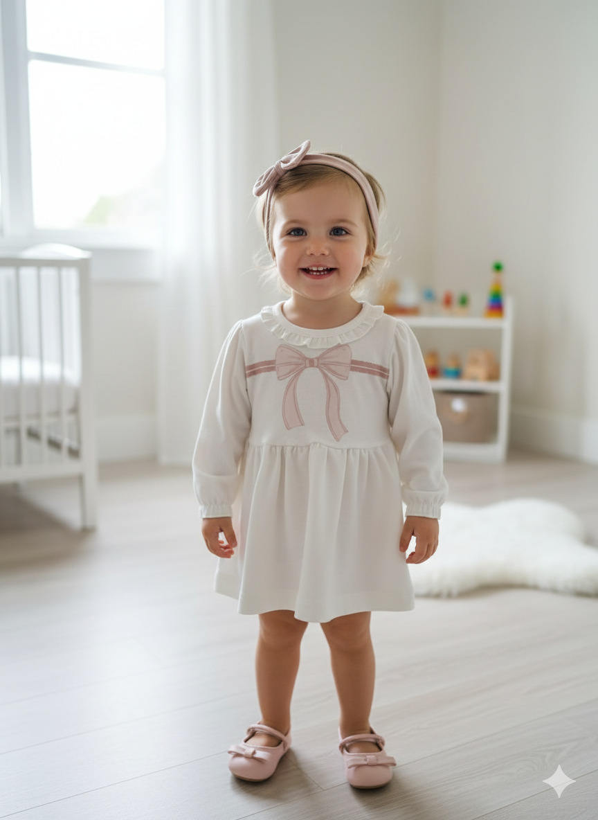 Dress with Headband Ribbon - Pink-Powder - 3-24M