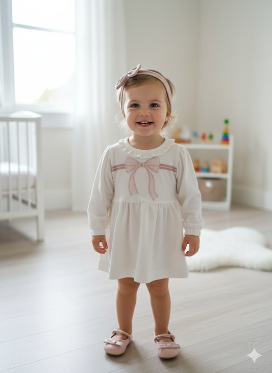 Dress with Headband Ribbon - Pink-Powder - 3-24M