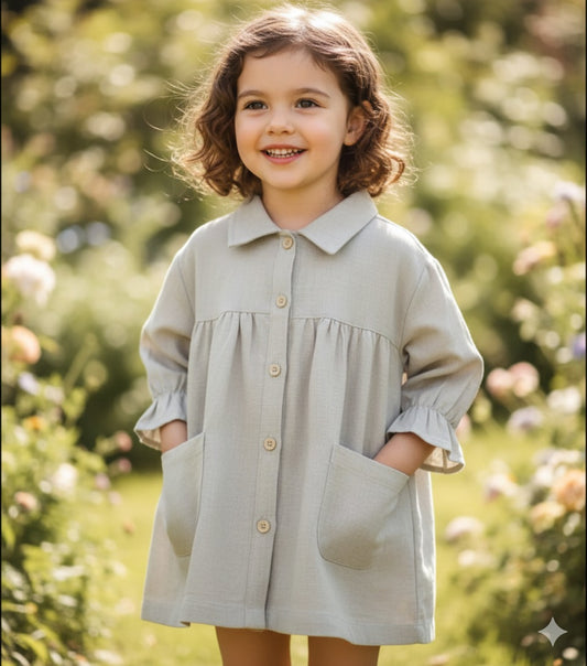Autumn Breeze Dress - Green Pastel/Beige/Brown - 9M-4Y