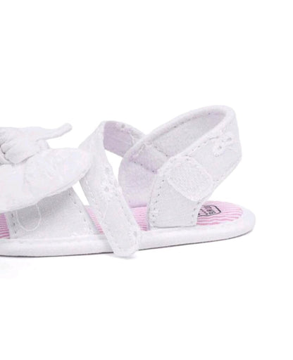 White Bow Sandals with Pink Inner