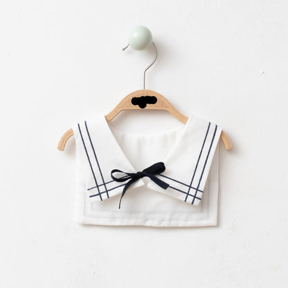 Boy Sailor Rompers with Detachable Collar - Blue/Mink - 3-18M