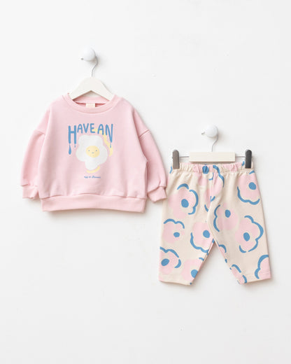 Floral Patterned Pants & Sweater Set - 6M-2Y