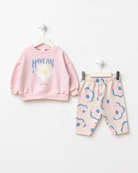 Floral Patterned Pants & Sweater Set - 6M-2Y