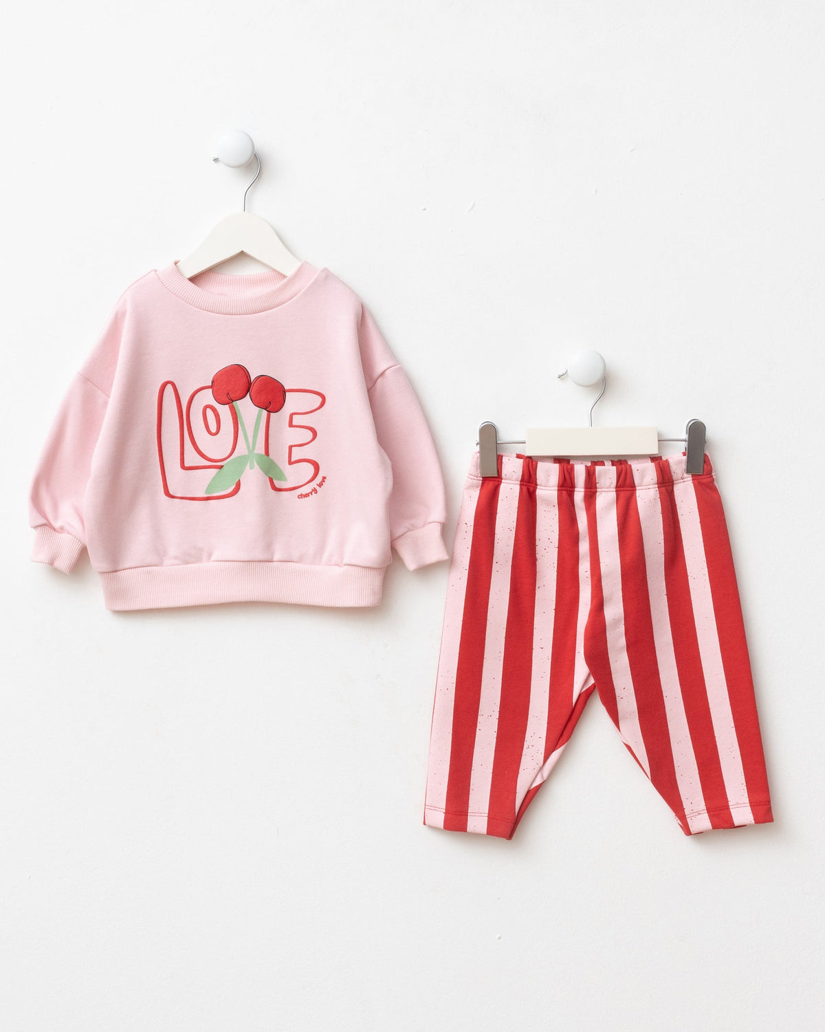 LOVE Sweater & Striped Pants Set - Red/Pink - 6M-2Y