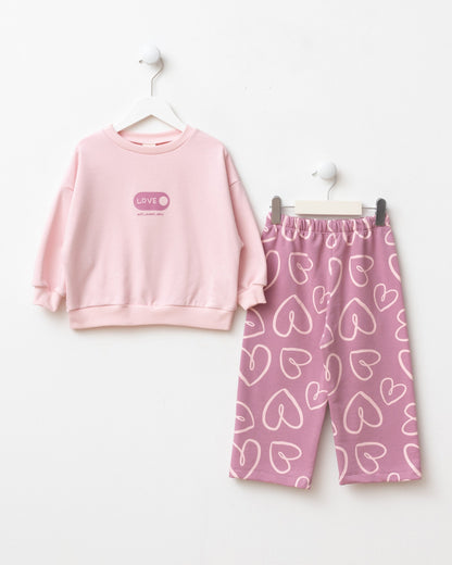 Heartful Pants & Sweater Set - Red/Pink/Purple - 6M-2Y