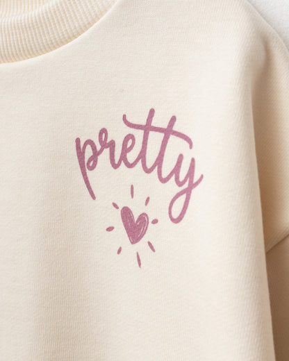 Heart Print with Love Detail Pants & Sweater Set - 6M-2Y
