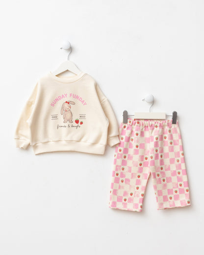 SUNDAY FUNDAY Pants & Sweater Set - Pink/Red/Blue - 6M-2Y